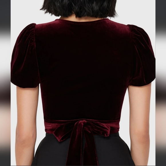 Killstar Burgundy Velvet Top with Spiderweb Detail - Picture 4 of 4